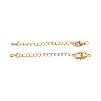 18K Gold Filled Chain Extender for Necklace Bracelet Supply Component Findings Extenders Lobster Claw Clasps with Gold Extender Chain