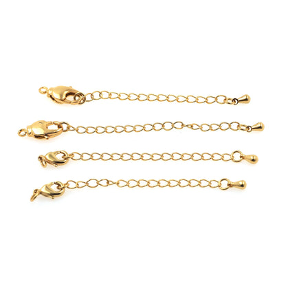 18K Gold Filled Chain Extender for Necklace Bracelet Supply Component Findings Extenders Lobster Claw Clasps with Gold Extender Chain