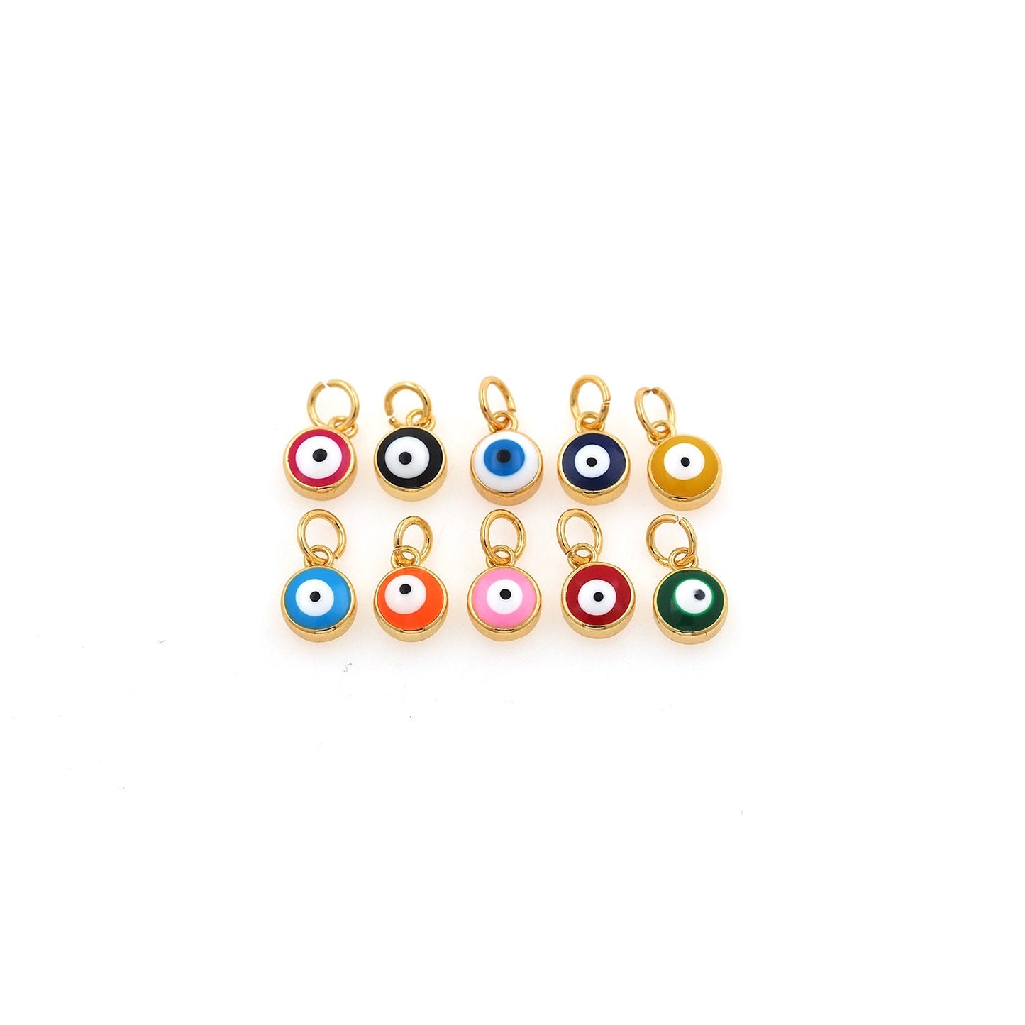 18K Gold Filled Tiny Evil Eye Pendant,Blue Evil Eye Charm Necklace for DIY Jewelry Making Supply(12.5x7x4mm)