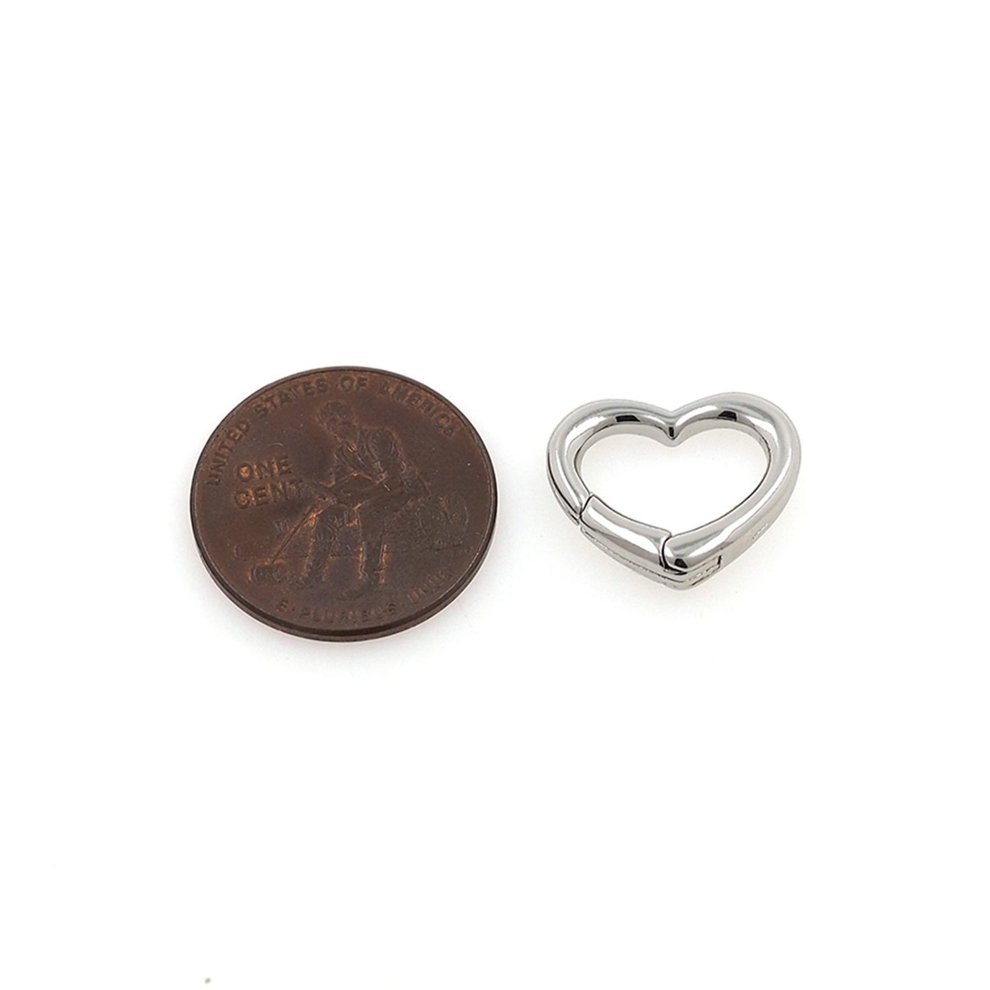 18K Gold Filled Gold Silver Spring Gate Ring Heart Clasp,Push Clip Clasp,Spring Gate for Jewelry Making