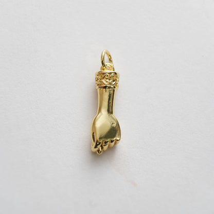 18K Gold Filled Hamsa Hand Pendant,Hand Gesture Charm Necklace for DIY Jewelry Making Supply