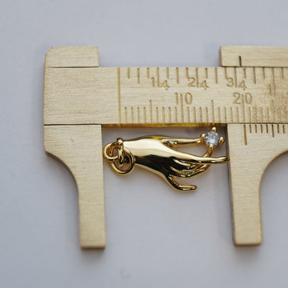 18K Gold Filled Hamsa Charm Pendant for Jewelry Making