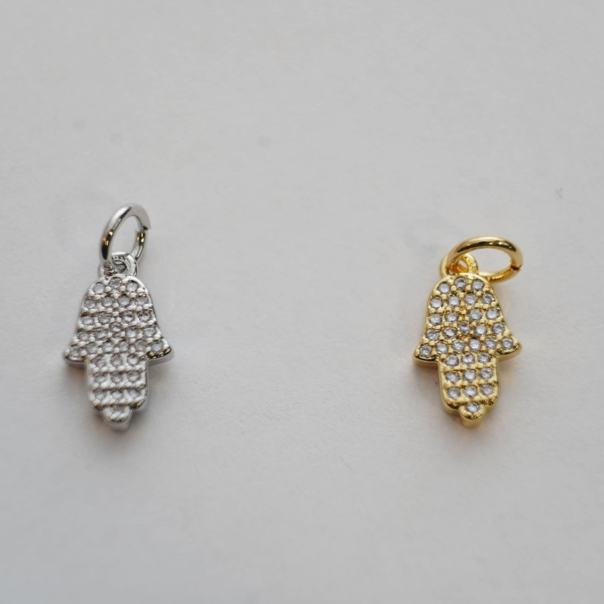 18K Gold Filled Hamsa Pendant,CZ Hand Hamsa Charm Necklace for DIY Jewelry Making Supply