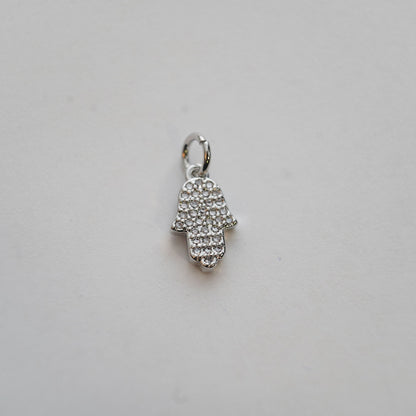 18K Gold Filled Hamsa Pendant,CZ Hand Hamsa Charm Necklace for DIY Jewelry Making Supply