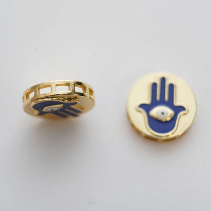 18K Gold Filled Hamsa Round Beads for Jewelry Making