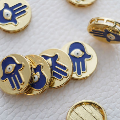 18K Gold Filled Hamsa Round Beads for Jewelry Making