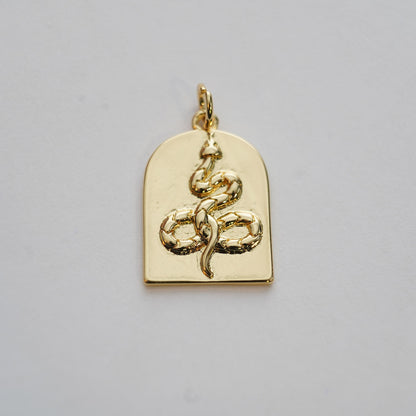 18K Gold Filled Snake Charm Pendant for Jewelry Making