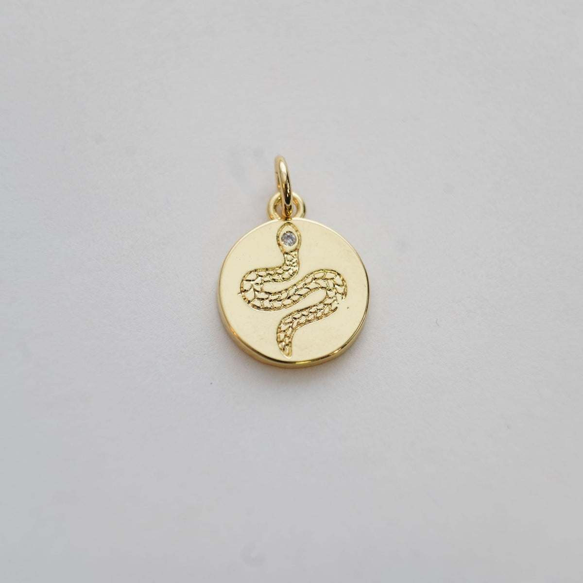 18K Gold Filled Snake CZ Charm Pendant for Jewelry Making