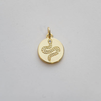 18K Gold Filled Snake CZ Charm Pendant for Jewelry Making