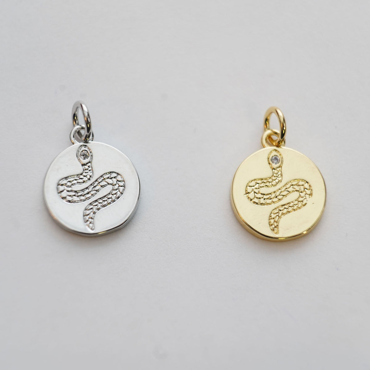 18K Gold Filled Snake CZ Charm Pendant for Jewelry Making