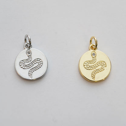 18K Gold Filled Snake CZ Charm Pendant for Jewelry Making