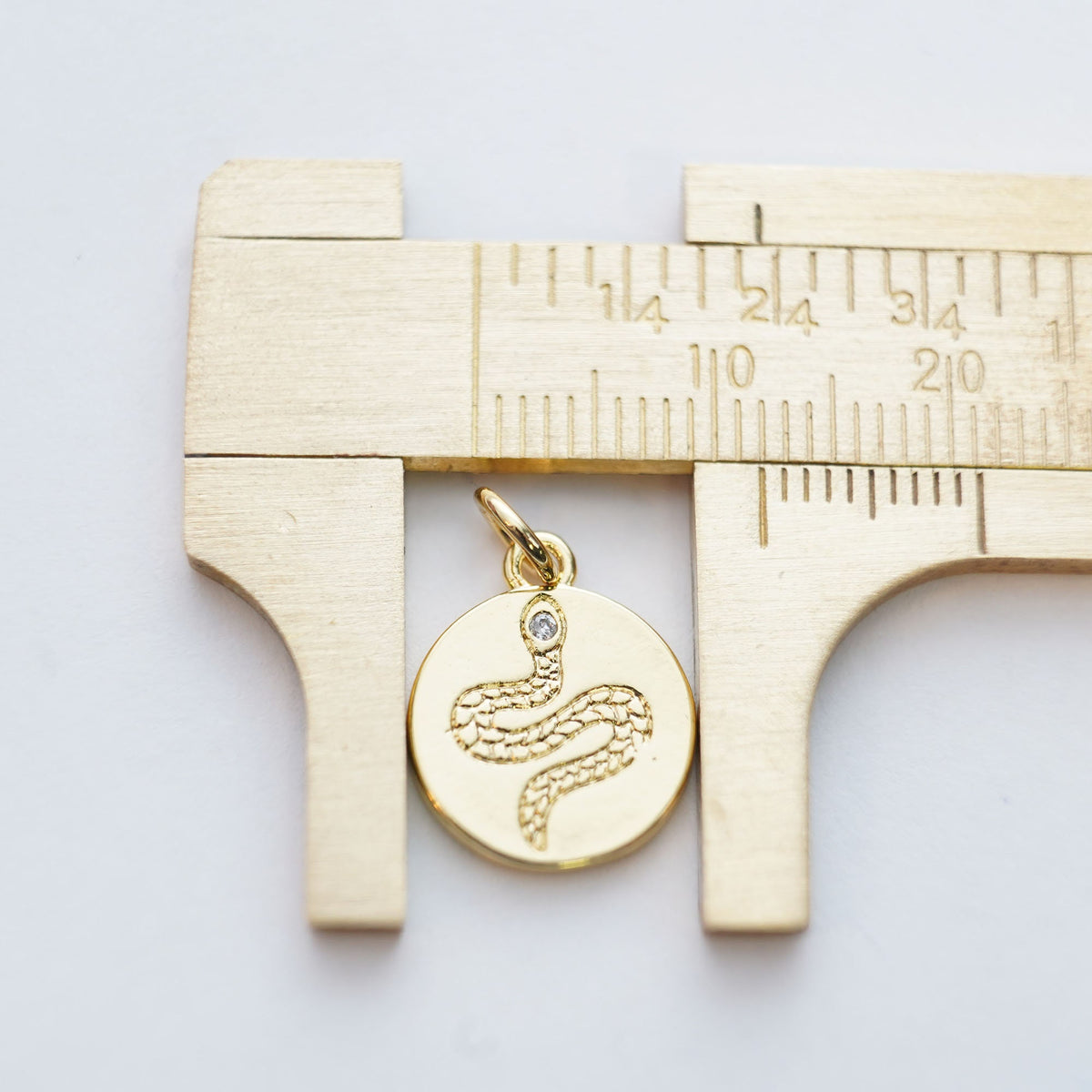 18K Gold Filled Snake CZ Charm Pendant for Jewelry Making