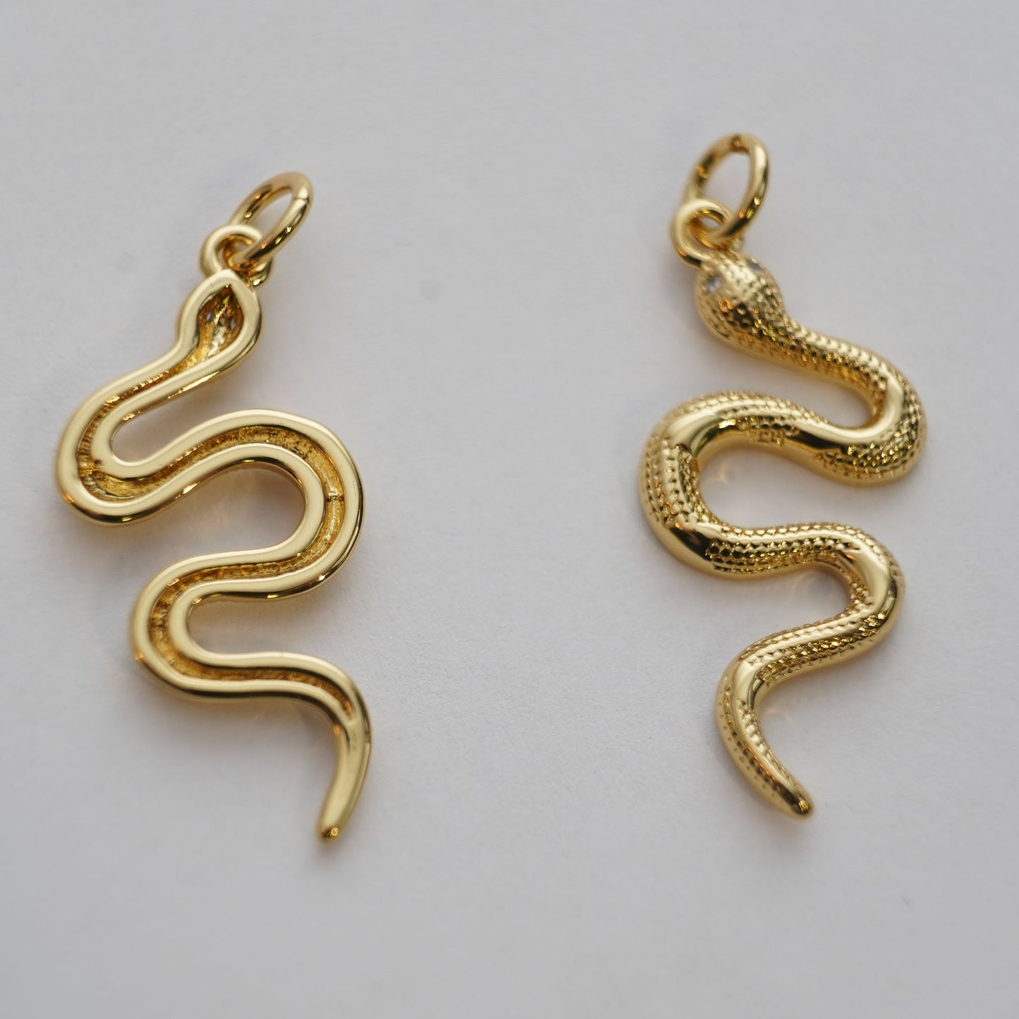 18K Gold Filled Snake Pendant,Silver Snake Charms Bracelet Necklace for DIY Jewelry Making Supply