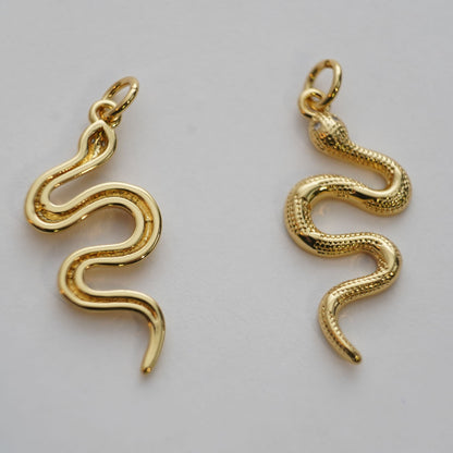 18K Gold Filled Snake Charm Pendant for Jewelry Making