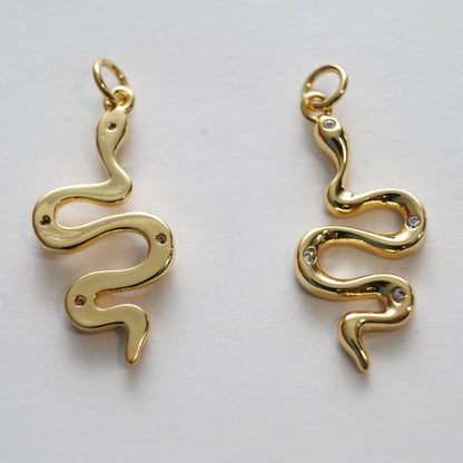 Gold Snake charms,18K Gold Filled Oval Snake Pendant,Silver Snake Charms Bracelet Necklace for DIY Jewelry Making Supply