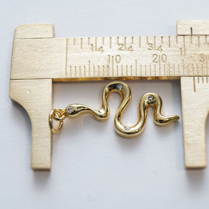 Gold Snake charms,18K Gold Filled Oval Snake Pendant,Silver Snake Charms Bracelet Necklace for DIY Jewelry Making Supply
