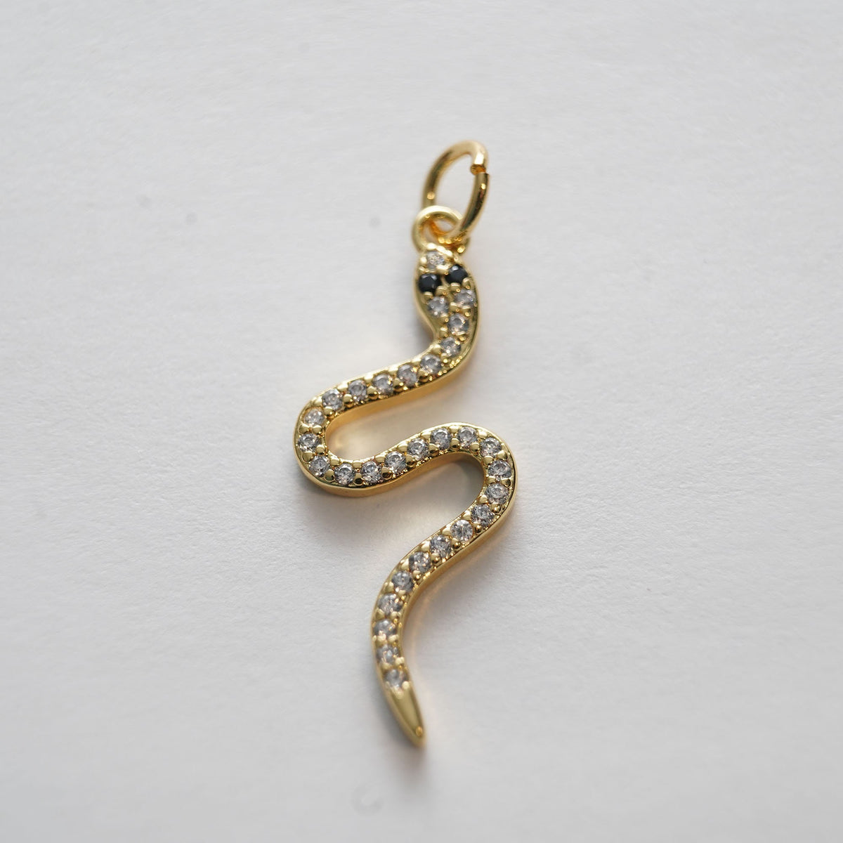 Gold Snake charms,18K Gold Filled CZ Snake Pendant,Silver Snake Charms Bracelet Necklace for DIY Jewelry Making Supply