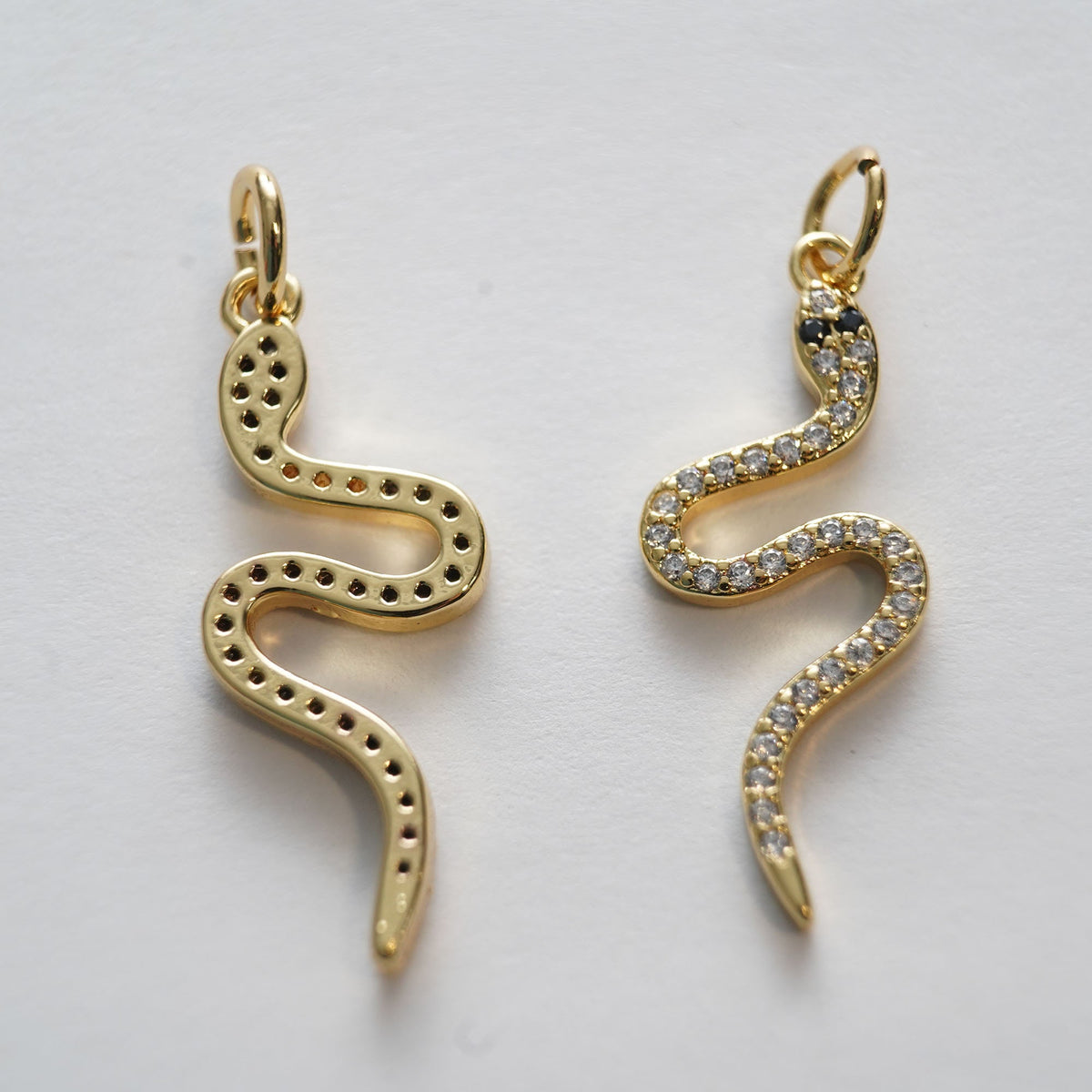 Gold Snake charms,18K Gold Filled CZ Snake Pendant,Silver Snake Charms Bracelet Necklace for DIY Jewelry Making Supply