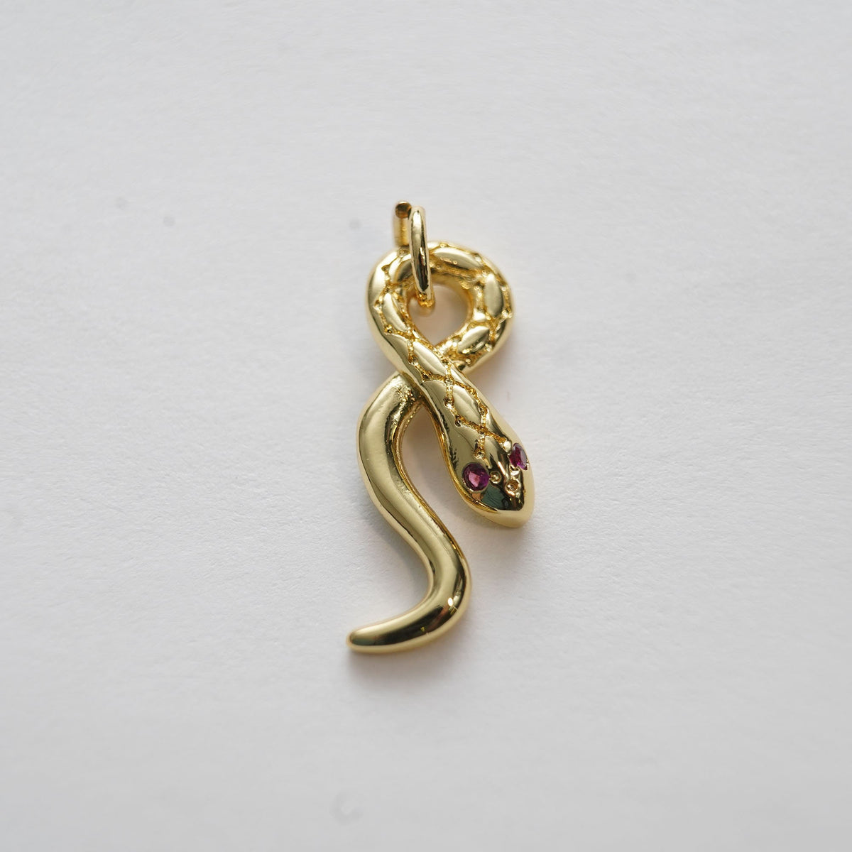 18K Gold Filled Snake CZ Charm Pendant for Jewelry Making