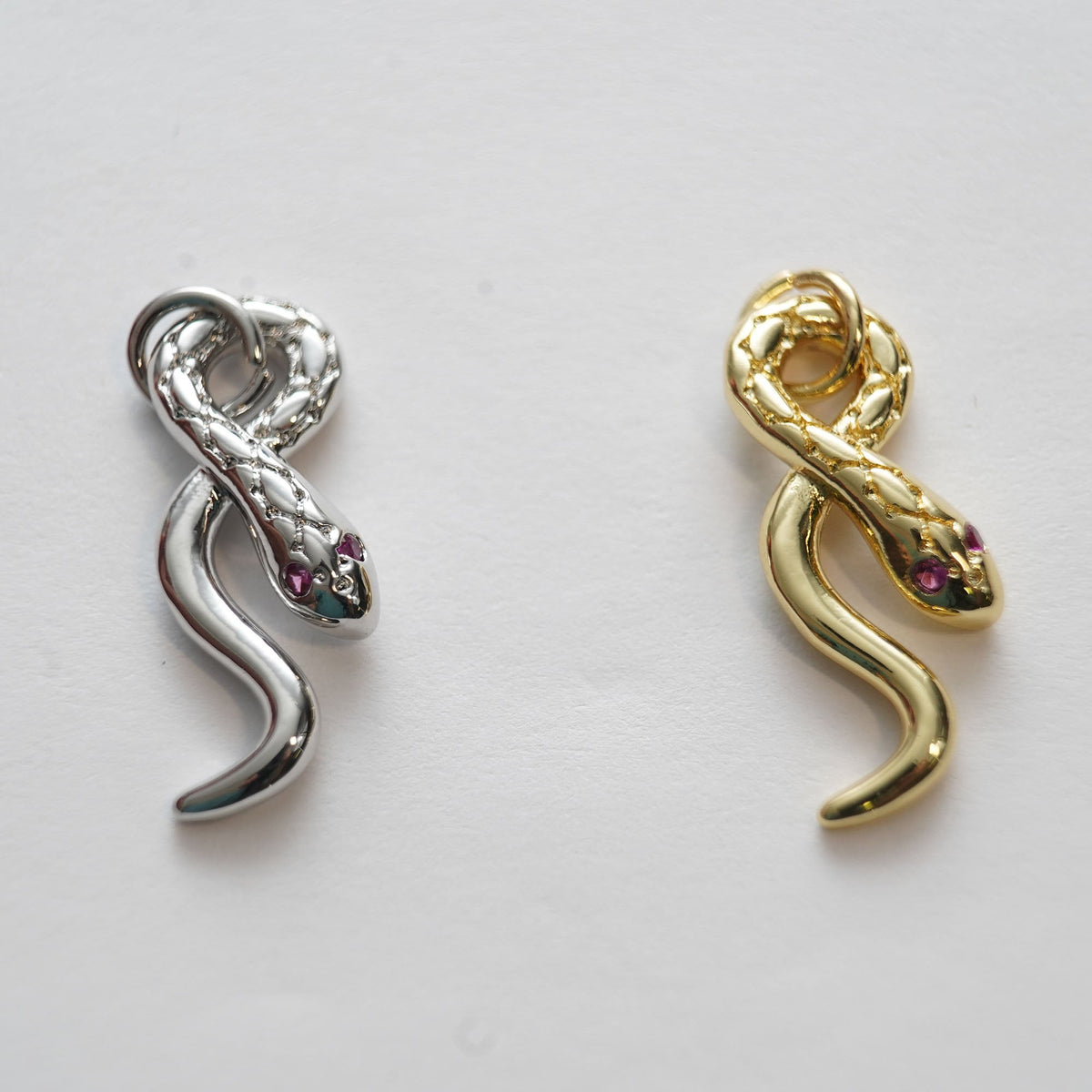 18K Gold Filled Snake CZ Charm Pendant for Jewelry Making