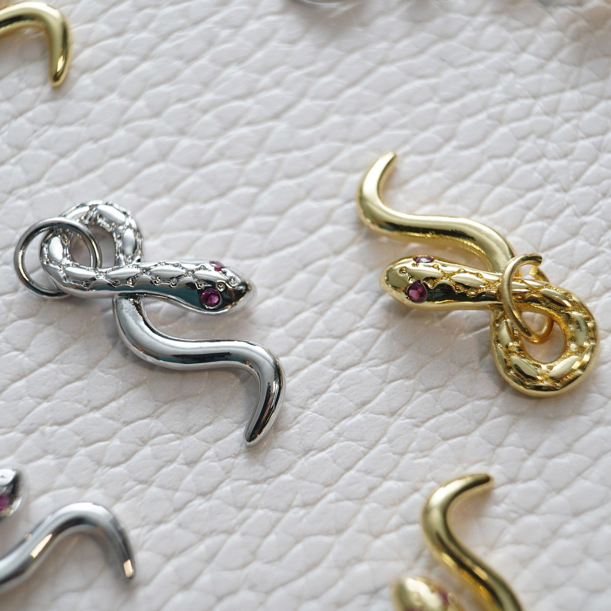 18K Gold Filled Snake CZ Charm Pendant for Jewelry Making