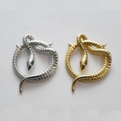 Gold Snake charms,18K Gold Filled CZ Snake Pendant,Silver Snake Charms Bracelet Necklace for DIY Jewelry Making Supply