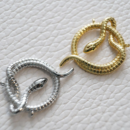 Gold Snake charms,18K Gold Filled CZ Snake Pendant,Silver Snake Charms Bracelet Necklace for DIY Jewelry Making Supply