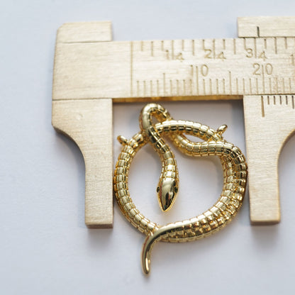 Gold Snake charms,18K Gold Filled CZ Snake Pendant,Silver Snake Charms Bracelet Necklace for DIY Jewelry Making Supply