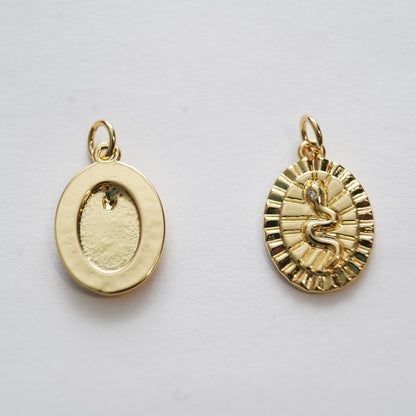 Gold Snake charms,18K Gold Filled Oval Snake Pendant,Silver Snake Charms Bracelet Necklace for DIY Jewelry Making Supply