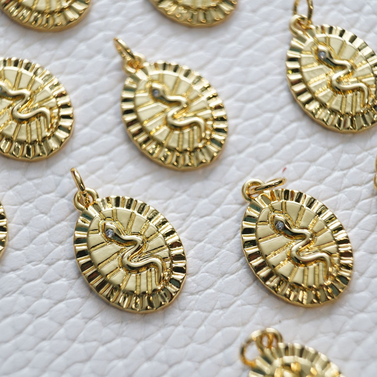 Gold Snake charms,18K Gold Filled Oval Snake Pendant,Silver Snake Charms Bracelet Necklace for DIY Jewelry Making Supply
