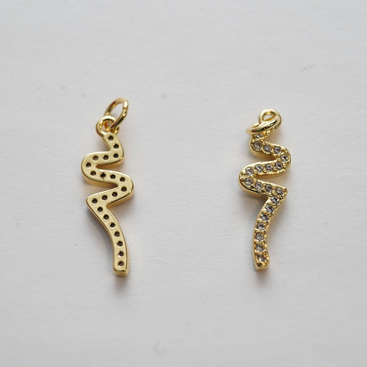 Gold Snake charms,18K Gold Filled CZ Micro Pave Snake Pendant,Silver Snake Charms Bracelet Necklace for DIY Jewelry Making Su