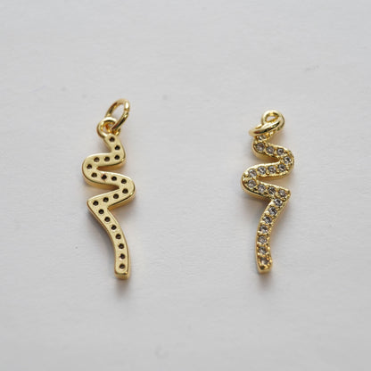 Gold Snake charms,18K Gold Filled CZ Micro Pave Snake Pendant,Silver Snake Charms Bracelet Necklace for DIY Jewelry Making Su