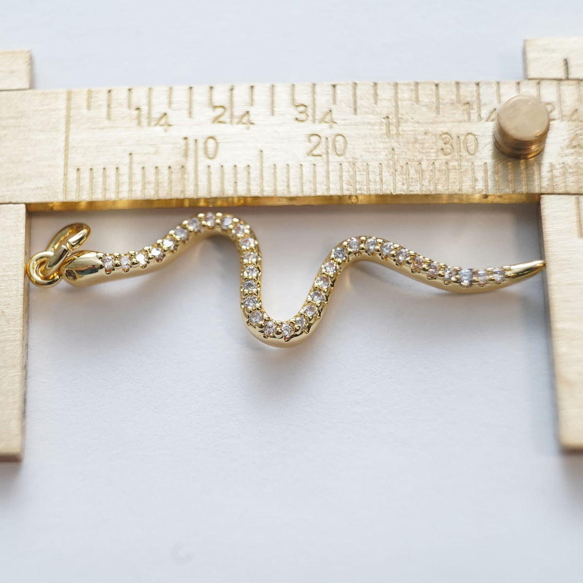 18K Gold Filled Cubic Zirconia Snake Charm Pendant for Jewelry Making