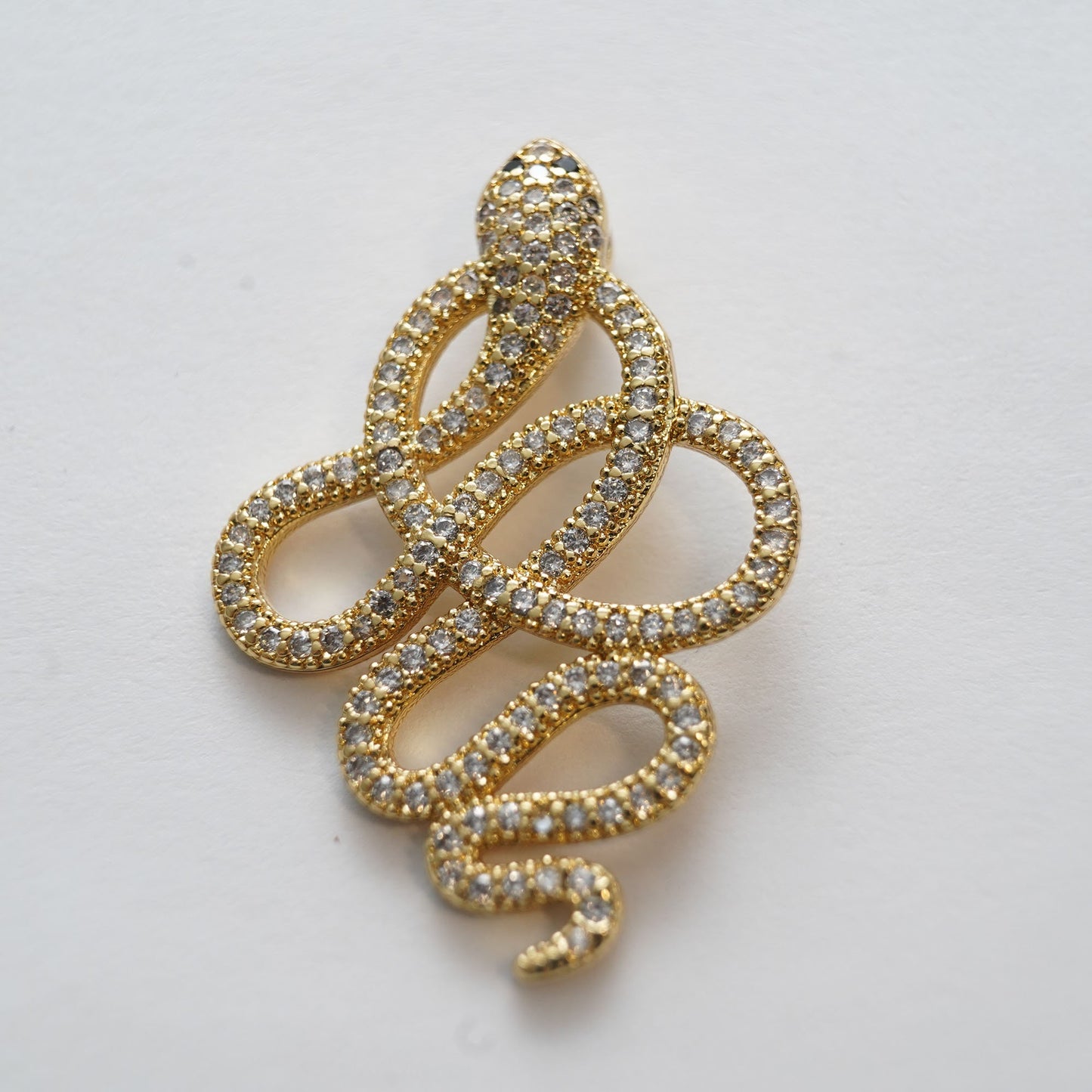 Gold Snake charms,18K Gold Filled CZ Micro Pave Snake Pendant,Snake Charms Bracelet Necklace for DIY Jewelry Making Supply