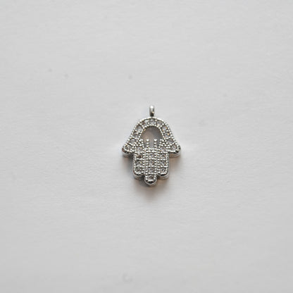 Gold Hamsa Charms,18K Gold Filled CZ Micro Pave Hamsa Pendant,Silver Hamsa Protection Charms Bracelet Necklace for DIY Jewelr
