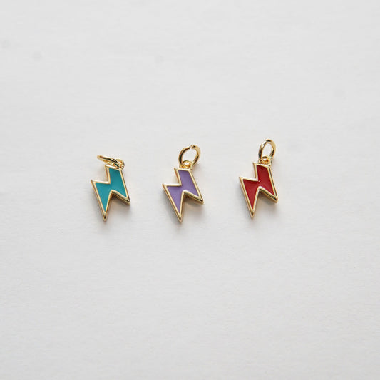 Gold Enamel Lightning Charms,18K Gold Filled tiny Lightning Pendant,Lightning Charms Bracelet Necklace for DIY Jewelry Making