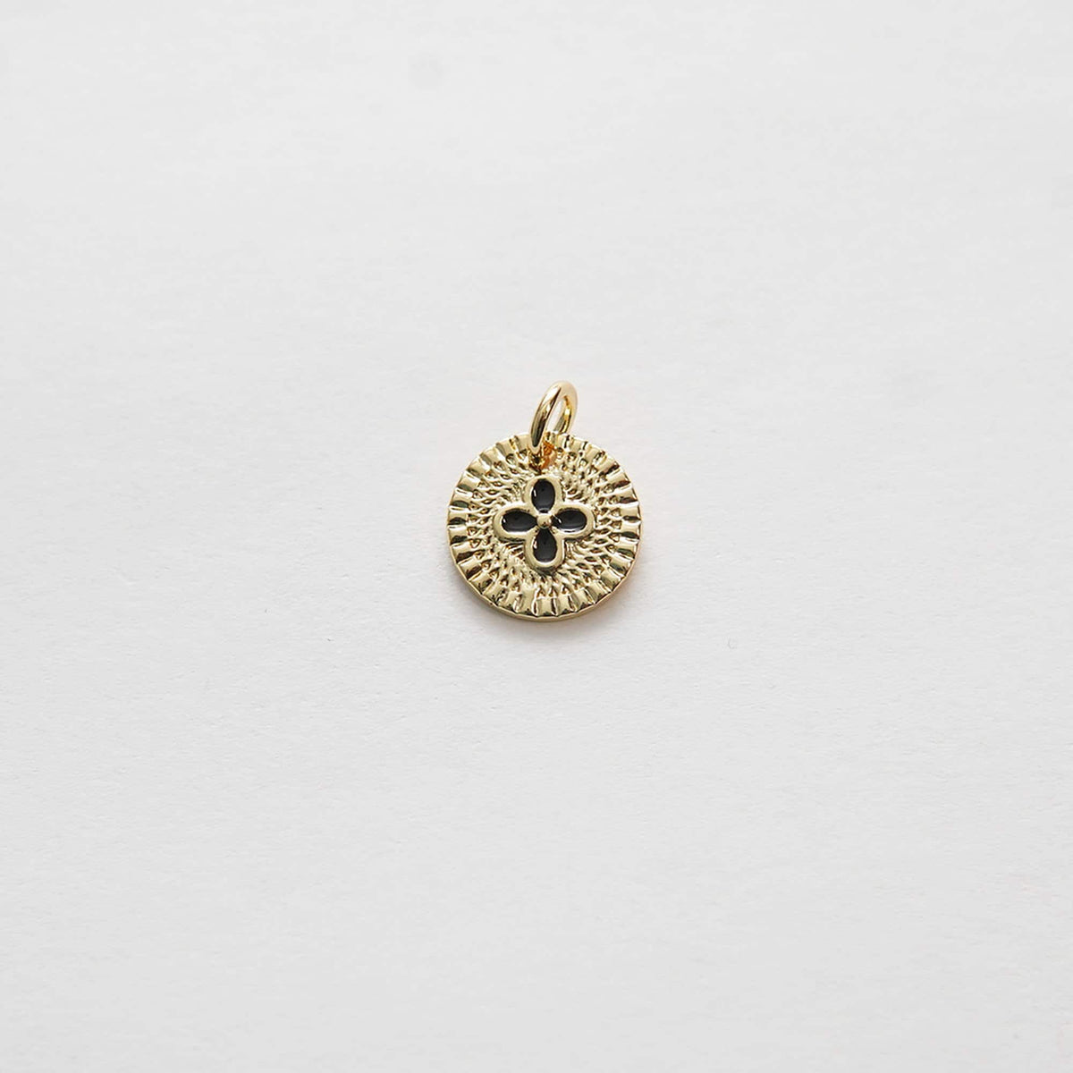 Gold Coin Charms,18K Gold Filled Round Flower Pendant,Enamel Charms Bracelet Necklace for DIY Jewelry Making Supply