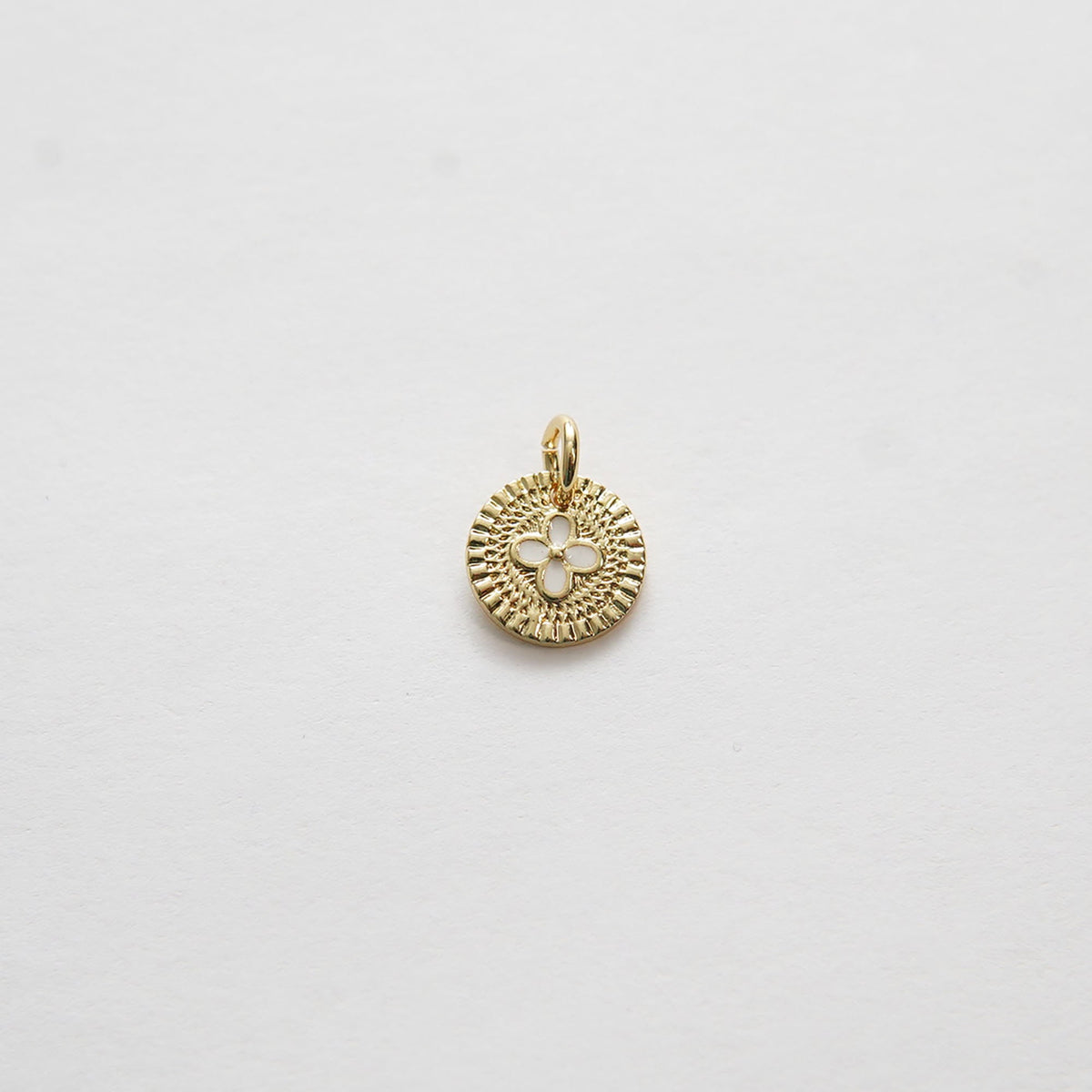 Gold Coin Charms,18K Gold Filled Round Flower Pendant,Enamel Charms Bracelet Necklace for DIY Jewelry Making Supply