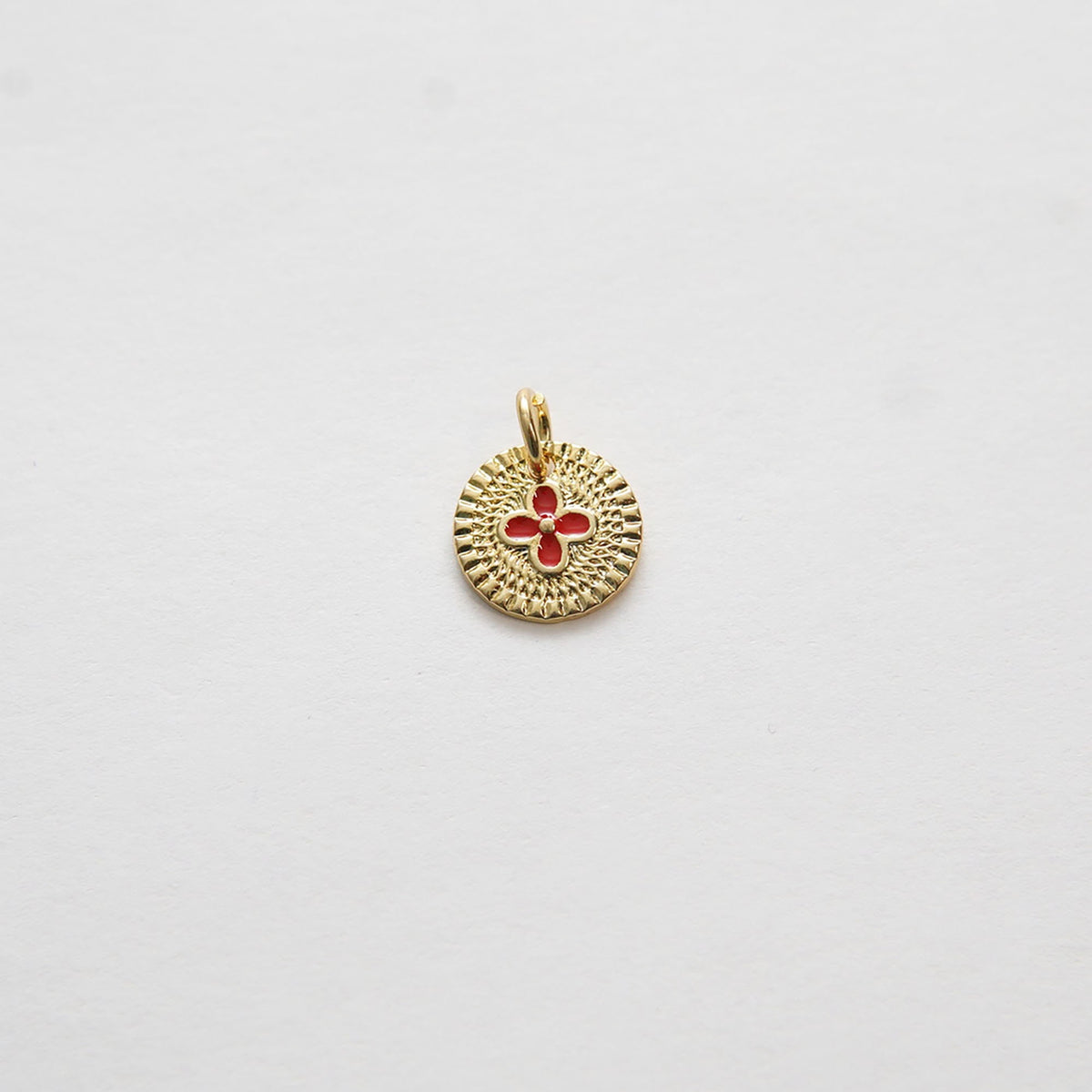 Gold Coin Charms,18K Gold Filled Round Flower Pendant,Enamel Charms Bracelet Necklace for DIY Jewelry Making Supply