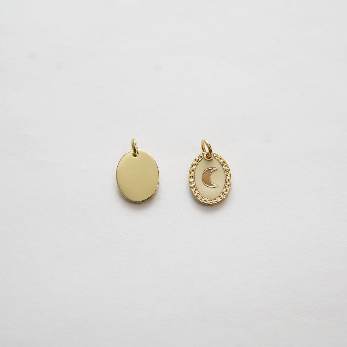 Gold Moon Charms,18K Gold Filled Oval Enamel Moon Pendant,Silver Moon Charm Bracelet Necklace for DIY Jewelry Making Supply