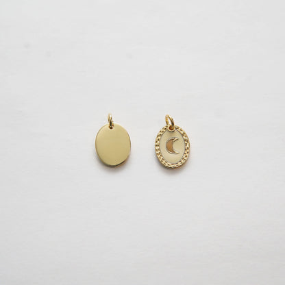 Gold Moon Charms,18K Gold Filled Oval Enamel Moon Pendant,Silver Moon Charm Bracelet Necklace for DIY Jewelry Making Supply