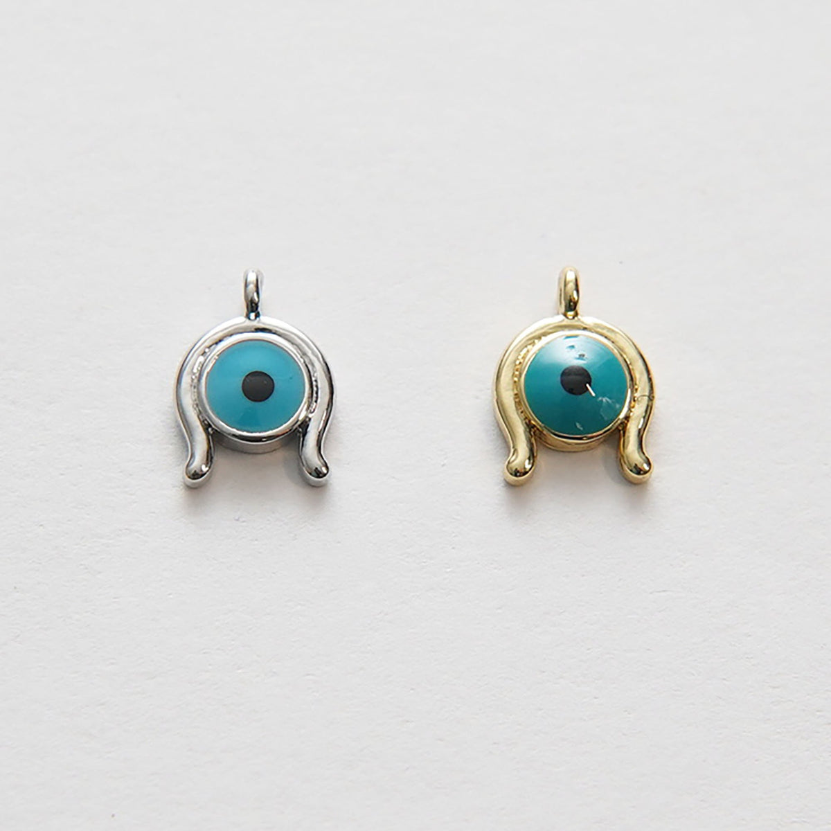 Gold Evil Eye Charms,18K Gold Filled Evil Eye Pendant,Silver Evil eye Charm Bracelet Necklace for DIY Jewelry Making Supply