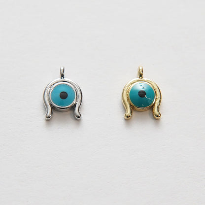 Gold Evil Eye Charms,18K Gold Filled Evil Eye Pendant,Silver Evil eye Charm Bracelet Necklace for DIY Jewelry Making Supply