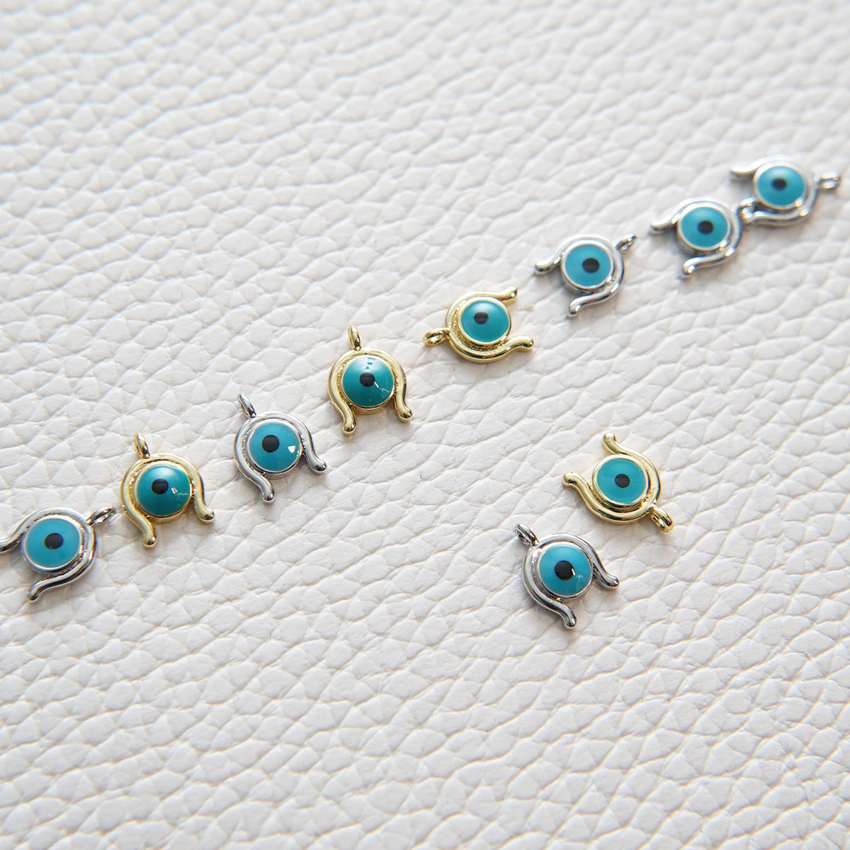 Gold Evil Eye Charms,18K Gold Filled Evil Eye Pendant,Silver Evil eye Charm Bracelet Necklace for DIY Jewelry Making Supply