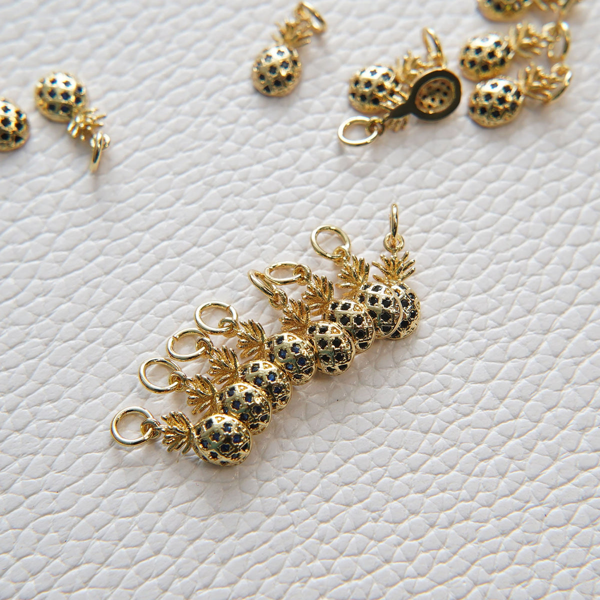 Gold Pineapple Charms,18K Gold Filled Pineapple Pendant,Fruit Charm Bracelet Necklace for DIY Jewelry Making Supply