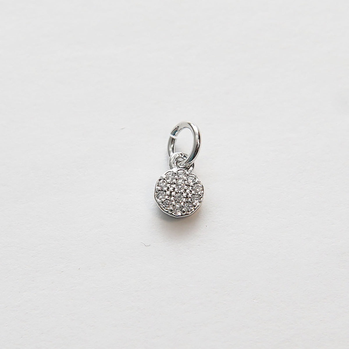 Gold tiny Round Charms,18K Gold Filled CZ Micro Pave Round Pendant,Silver Round Charm Bracelet Necklace for DIY Jewelry Makin