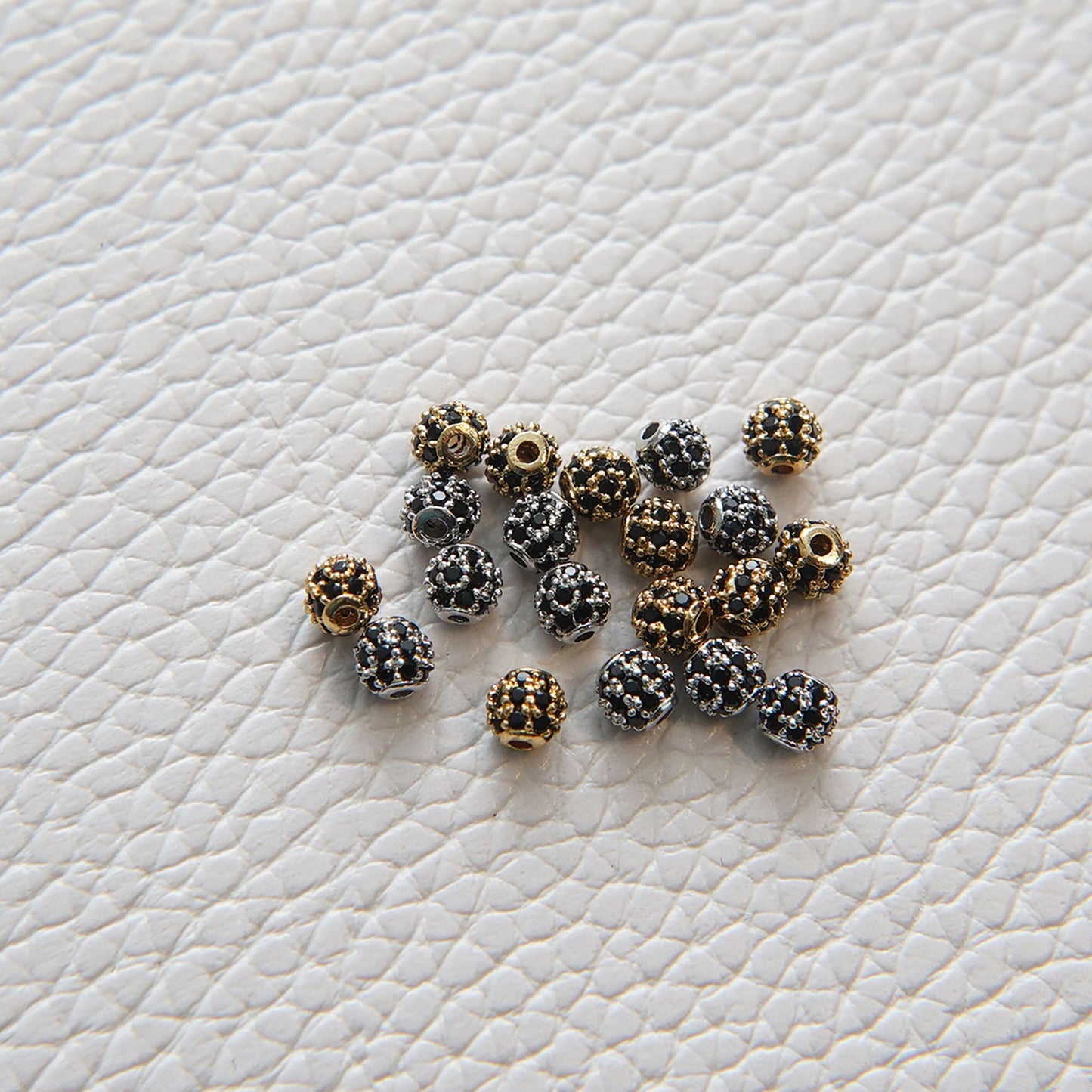 Gold Round Spacer Beads Charms,18K Gold Filled tiny CZ Round Spacer Beads Charms Bracelet Necklace for DIY Jewelry Making Supply