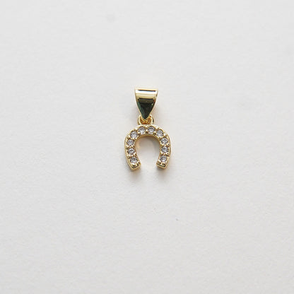 Gold Horseshoe Charms,18K Gold Filled tiny Horseshoe Pendant,Horseshoe Charms Bracelet Necklace for DIY Jewelry Making Supply
