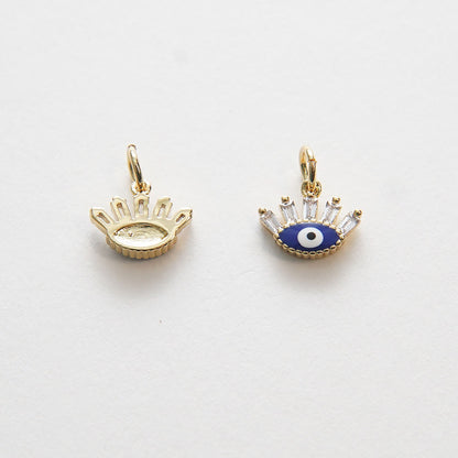 Gold Tiny Blue Evil Eye Charms,18K Gold Filled CZ Evil Eye Pendant,Evil eye Charm Bracelet Necklace for DIY Jewelry Making Supply