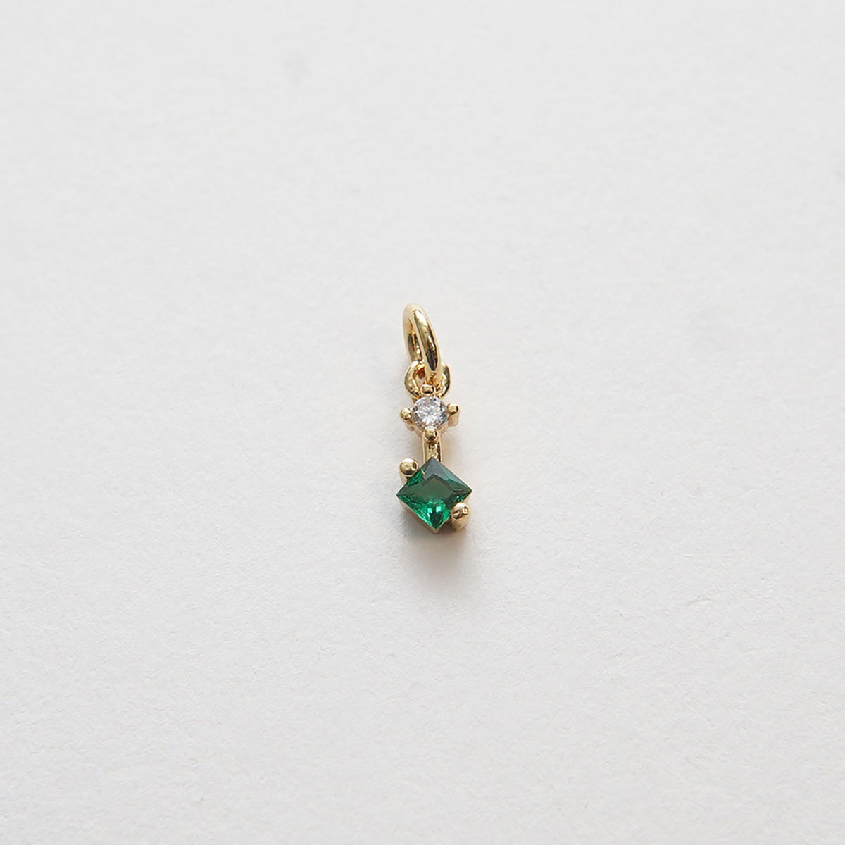 Gold Tiny Geometry Charms,18K Gold Filled CZ Square Crystal Pendant,Geometry Charm Bracelet Necklace for DIY Jewelry Making S
